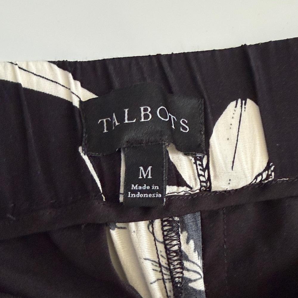 Talbots Tropical Leaf Patterned Flowy Cropped Pan… - image 2